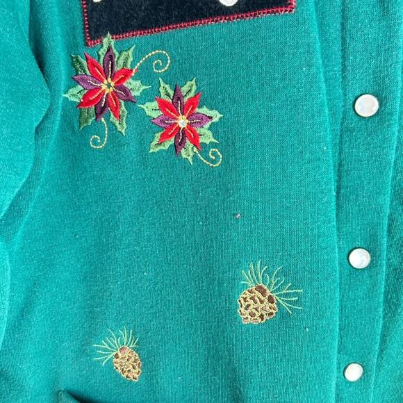 VTG Breckenridge Womens Patchwork Cardigan Size S Christmas Holidays Reindeer - Picture 6 of 12